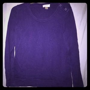 LOFT purple button shoulder sweater